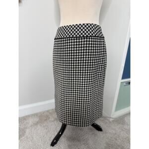 Alex Marie Women's Classic Houndstooth Black Plaid Pencil Wool Blend Skirt 4